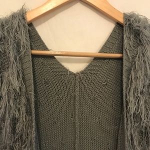 One-Size Long Grey Shag Pile Vest